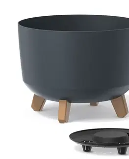 Kvetináče a truhlíky NABBI DGRL300 plastový kvetináč na nožičkách 29 cm antracit