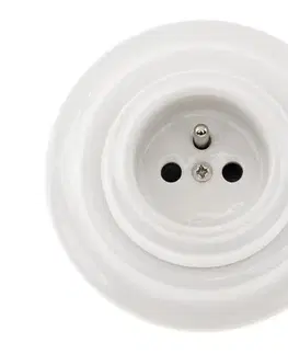 Predlžovacie káble Bohemia-Design - Porcelánová retro domová zásuvka s rámčekom 250V/16A biela 12357555