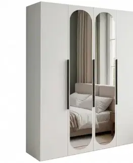 Šatníkové skrine Skriňa Malmo 160 biela + zrkadlá