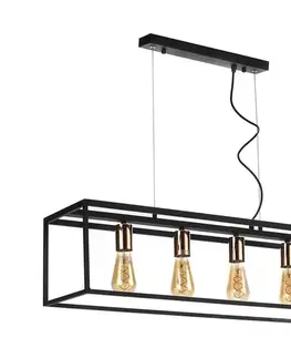 Svietidlá ONLI - Luster na lanku FLOKI 4xE27/15W/230V čierna/medená 4931/S