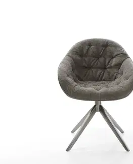 Jedálenské stoličky DELIFE Jedálenská stolička Gaio-Flex bouclé mäkký tmavobéžová krížová podstava široká grafitová 360° otočná s hojdacou funkciou