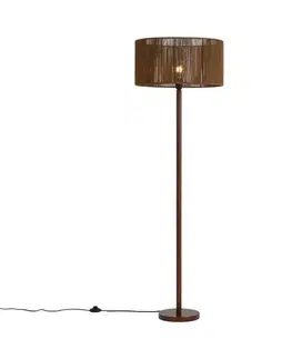 Stojace lampy Stojacia lampa z orechového dreva s hnedým tienidlom z papierového lana 50/50/25 - Mels