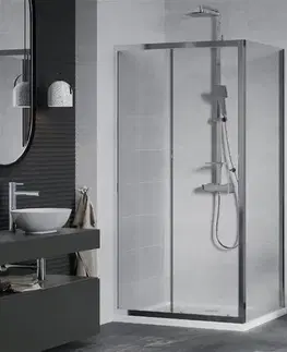 Vane MEXEN/S - Apia sprchovací kút posuvný 90x80, sklo transparent, chrom + vanička 840-090-080-01-00-4010