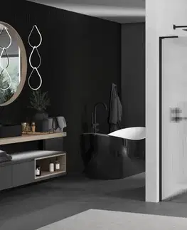 Sprchové dvere MEXEN/S - Kioto L Sprchová zástena WALK-IN 110 x 200, prúžky, čierna 800-110-103-70-09