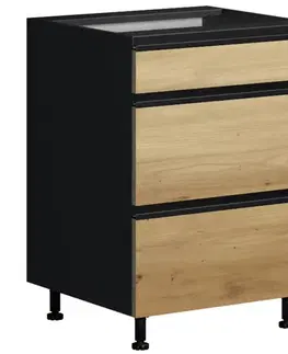 Kuchynské skrinky stojace Kuchynská Skrinka Industry D60 3SZ METALBOX čierna/artisan