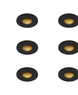 Zapustené svietidlá Sada 6 moderných kúpeľňových zapustených bodových svetiel čierna IP54 - Shed Honey