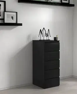 Komody a skrinky Moderná komoda 5W, čierna