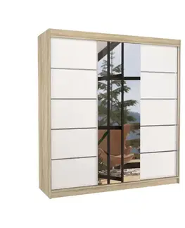 Šatníkové skrine ArtAdrk Šatníková skriňa BERGEN  | dub sonoma/biela 200 cm