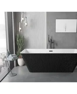 Vane MEXEN/S - Tava voľne stojaca vaňa reliéf 170 x 75, biela/čierna, sifón a prepad čierna 52851707575-70