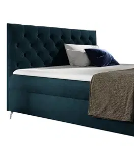 Postele KONDELA Guliette 200 boxspringová manželská posteľ tmavomodrá (Velvet)