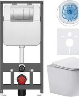 Záchody CERANO - Kompletný WC set Basic/Cesso - biela lesklá - WC tlačidlo Maxio/Strieborná - závesné - predstenová inštalácia - 49x36 CER-8050BD85953