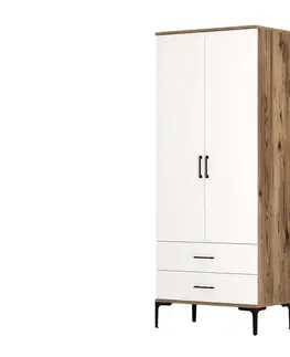 Šatňové skrine Šatníková skriňa Kumsal T - Walnut, White