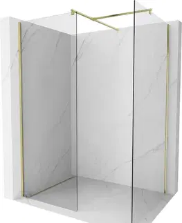 Sprchové dvere MEXEN/S - Kyoto Sprchová zástena WALK-IN 125 x 120, transparent, zlatá kartáčovaná 800-125-202-55-00-120