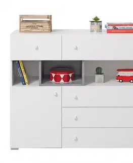 Komody do detskej izby Komoda  Sigma SI12  Bielyy Lux/betón
