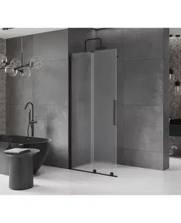 Sprchové dvere MEXEN/S - Velar Sprchová zástena posuvná Walk-in 90 x 200, dekor 8 mm, čierna 871-090-000-33-70