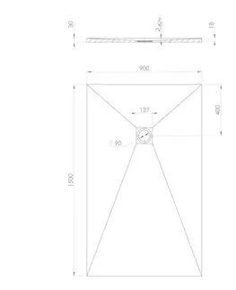 Vane POLYSAN - TRENECA sprchová vanička z liateho mramoru s možnosťou úpravy rozmeru 150x90cm, biela matná 84310.11