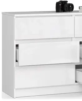 Komody a skrinky Moderná komoda, SOPHIE120, biela / biely lesk