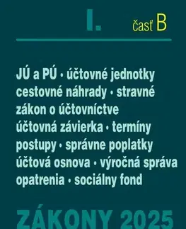 Zákony, zbierky zákonov Zákony 2025 I/B – Účtovné zákony (Úplné znenie po novelách k 1. 1. 2025) - Kolektív autorov
