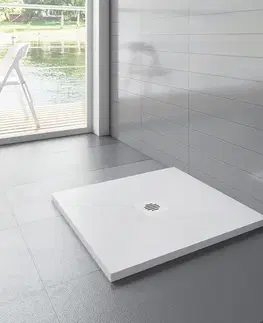 Vane H K - WHITE STAR sprchová vanička z liateho mramoru, štvorec, 90x90x3 cm SE-WHITESTAR9090SET