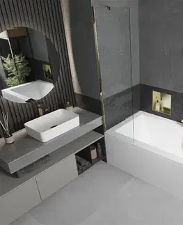 Sprchové dvere MEXEN/S - Cube obdĺžniková vaňa 170 x 80 cm s panelom + vaňová zástena 50, transparent, zlatá 550517080X9505000050