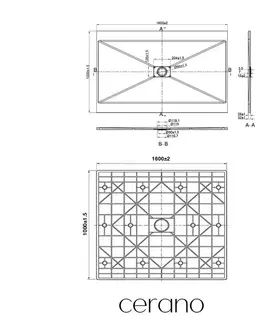 Vane CERANO - Sprchová vanička obdélníková FlexiCut - SMC/minerální kompozit - upravitelná - černá matná - 160x100x3  CER-666124