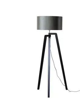 Stojace lampy Stojacia lampa čierna s tienidlom zo zeleného zamatu 50 cm - Puros