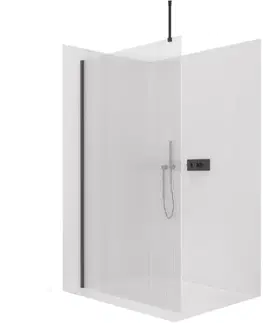 Sprchovacie kúty CERANO - Sprchová zástěna Walk-in Onyx Top Round L/P - 8 mm - kulatá vzpěra - černá matná, rýhované sklo - 160x200  CER-8050BD1575