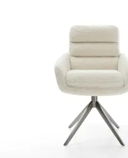 Jedálenské stoličky DELIFE Jedálenská stolička Abelia-Flex s opierkami barančekový poťah béžová krížová podstava široká grafitová 360° otočná s hojdacou funkciou