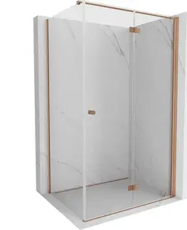 Sprchovacie kúty MEXEN/S - Mist-F sprchovací kút skladacie dvere pravá 120 x 120, transparent, meď kartáčovaná 8A6T-120-120-65-00-P