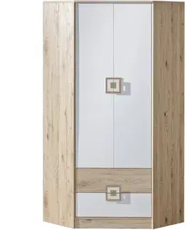 Šatníkové skrine Skriňa Nico biela/dub svetlý nr-2