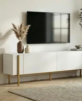 TV stolíky SUXES TV stolík na nožičkách, biela/zlatá