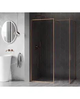 Sprchové dvere MEXEN/S - Kyoto-XF Sprchová zástena WALK-IN s rámom 120x110, transparent 10 mm, meď kartáčovaná 800-120-202-04-65-110-XF