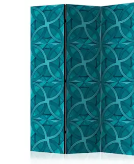Paravány Paraván Geometric Turquoise Dekorhome