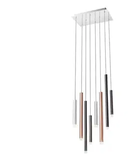 Svietidlá Redo 01-2049 - LED Luster na lanku MADISON 8xLED/4W/230V lesklý chróm/čierna/meď 01-2049