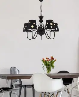Svietidlá Čierna závesná lampa 5xE14 Batley Ledea