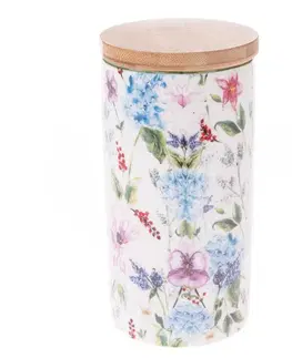 Misky a misy Porcelánová dóza s bambusovým viečkom Flower Garden, 500 ml