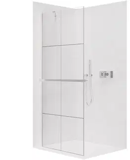 Držadlá k vani CERANO - Sprchová zástěna Walk-in Onyx Y L/P - 8 mm + polička/držák na ručníky - chrom, industriální sklo - 160x200  CER-8050BD1415