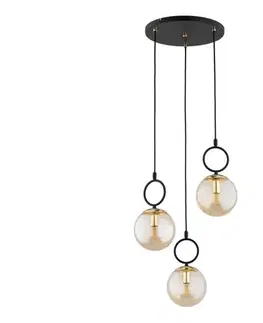 Svietidlá  Luster na lanku LISTER 3xE14/10W/230V čierna/dymová béžová 62567