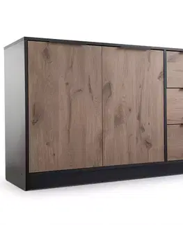Komody do spálne Komoda Duarte 2D3S čierna/dub viking