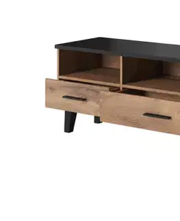 TV stolíky CAMA MEBLE Lotta 180 3S3K tv stolík dub wotan / čierna