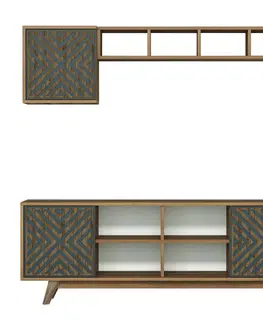 Obývacie steny TV skrinka / Obývacia stena Inci - Walnut, Blue