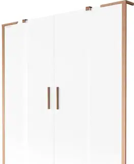 Sprchové dvere MEXEN/S - Velar L Duo dvojkrídlová posuvná vaňová zástena 140 x 150, dekor, meď kartáčovaná 896-140-003-32-65
