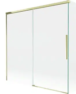 Sprchové dvere MEXEN/S - Rox vaňová zástena 2-krídlová posuvná 160 + 70 x 150, transparent, zlatá 8C9-160-070-50-00
