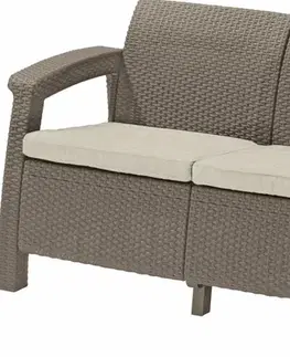 Lavice z umelého ratanu KETER Záhradná pohovka GREEK LOVE SEAT | cappuccino