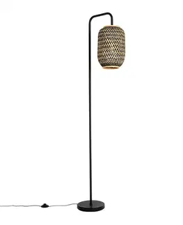 Stojace lampy Orientálna stojaca lampa bambusová s čiernou - Yvonne