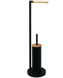 Kúpeľňové doplnky Kefa WC s vešiakom čierna bambus CP-4006 70