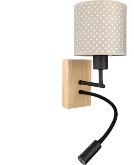 Svietidlá BRILAGI - LED Flex. lampa BOBO WOOD 1xE27/25W/230V + LED/3W dub/čierna/béžová/bodkovaná BG1564+BG5581