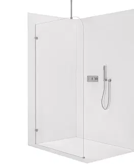 Sprchové dvere CERANO - Sprchová zástena Walk-in Orbis Top Round Ľ/P - 8 mm - okrúhla vzpera - chróm, transparentné sklo - 130x200 CER-682336