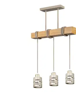 Svietidlá  Luster na lanku ELEN 3xE27/35W/230V béžová/zlatá/hnedá ELEN PENDANT LIGHT 3BEIGE WOOD