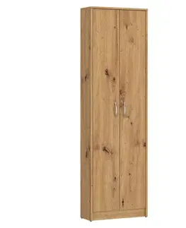 Šatníkové skrine KONDELA Vira Mecki New dvojdverová policová skriňa dub artisan
